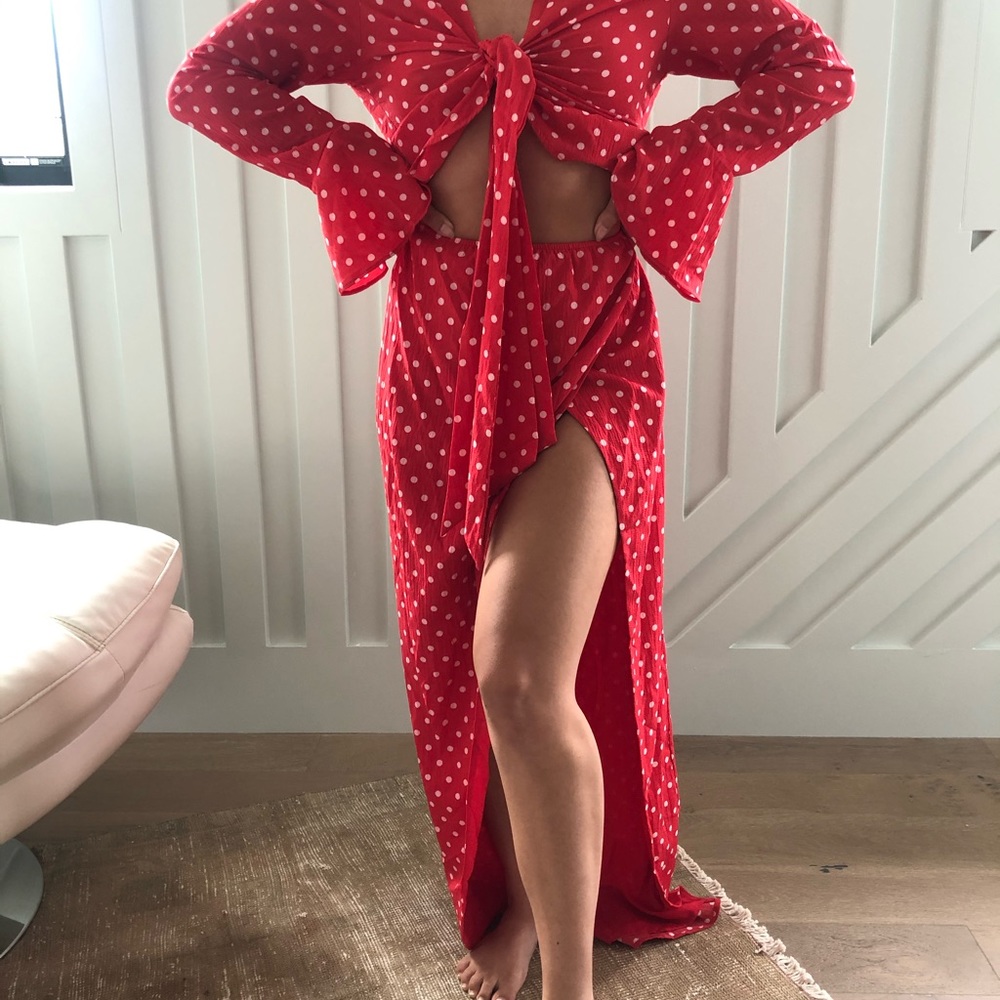 Sabo Skirt - Hot Red Polka Dot Dress